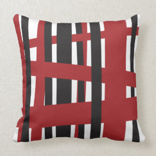 RED BLACK LINES DESIGN Retro Sierkussen