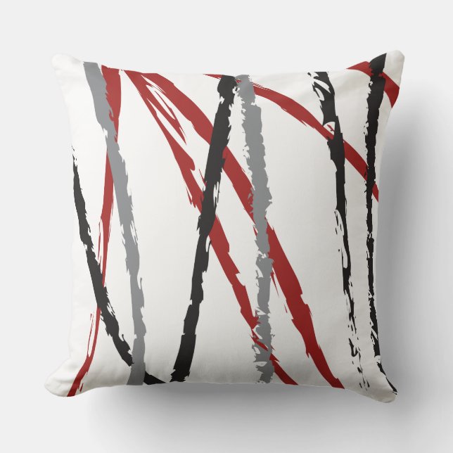 RED BLACK LINES DESIGN Retro Sierkussen (Voorkant)