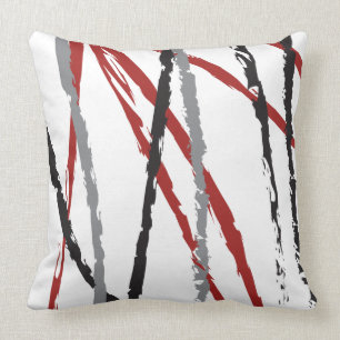 RED BLACK LINES DESIGN Retro Sierkussen