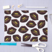 Red Black Lips and Faux Sparkly Gold Grill Teeth Tissuepapier (Craft)