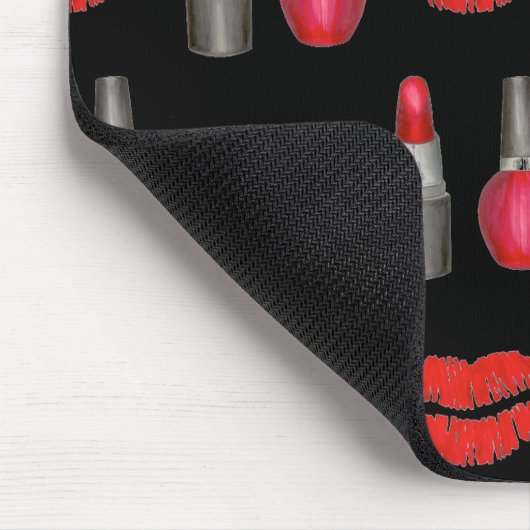 Red Black Lipstick Kiss Nail Poolse Makeup Beauty Muismat (Hoek)