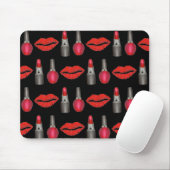 Red Black Lipstick Kiss Nail Poolse Makeup Beauty Muismat (Met muis)