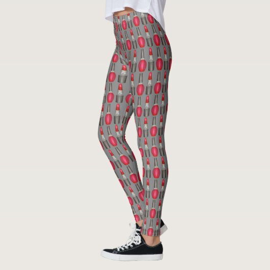 Red Black Lipstick Nail Poolse Makeup-Leggings Leggings (Links)