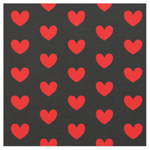Red Black Love Heart Patterned Stof