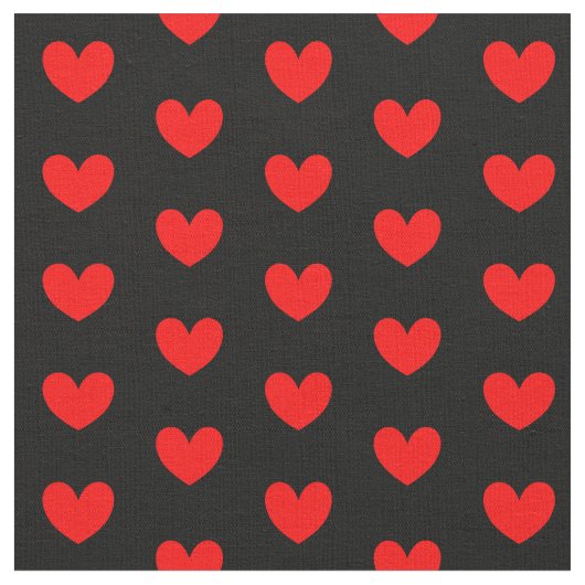 Red Black Love Heart Patterned Stof (Close Up)