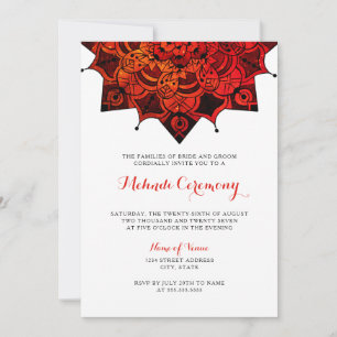 Red Black Mandala Mehndi Ceremony Wedding Kaart
