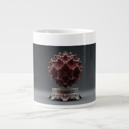 Red & Black Mandelbrot Sphere On Silver Pedestal Grote Koffiekop