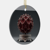 Red & Black Mandelbrot Sphere On Silver Pedestal Keramisch Ornament (Rechts)