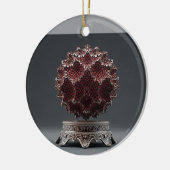 Red & Black Mandelbrot Sphere On Silver Pedestal Keramisch Ornament (Links)