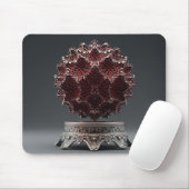 Red & Black Mandelbrot Sphere On Silver Pedestal Muismat (Met muis)