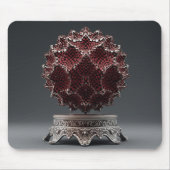 Red & Black Mandelbrot Sphere On Silver Pedestal Muismat (Voorkant)