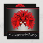 Red Black Mask Masquerade Party Kaart (Voorkant / Achterkant)
