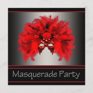 Red Black Mask Masquerade Party Kaart