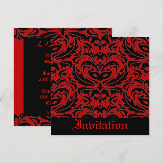 Red Black Masquerade Halloween Party Invitation Kaart (Voorkant / Achterkant)