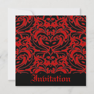 Red Black Masquerade Halloween Party Invitation Kaart