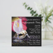 Red Black Masquerade Party Uitnodigingen (Staand voorkant)