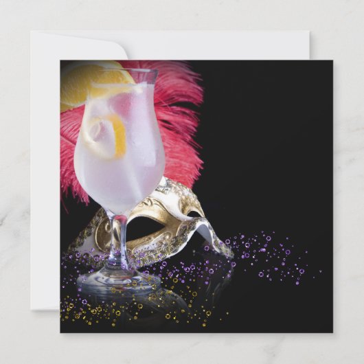 Red Black Masquerade Party Uitnodigingen (Achterkant)