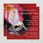 Red Black Masquerade Party Uitnodigingen (Voorkant / Achterkant)