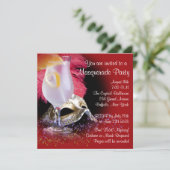 Red Black Masquerade Party Uitnodigingen (Staand voorkant)