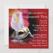 Red Black Masquerade Party Uitnodigingen (Voorkant)