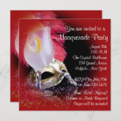 Red Black Masquerade Party Uitnodigingen (Voorkant / Achterkant)