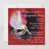 Red Black Masquerade Party Uitnodigingen (Voorkant)