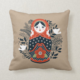 Red Black Matryoshka Nesting Doll Kerstmis Kussen
