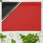Red Black met Gold Silver Stripe Theedoek (Gevouwen)