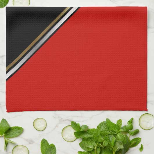 Red Black met Gold Silver Stripe Theedoek (Gevouwen)