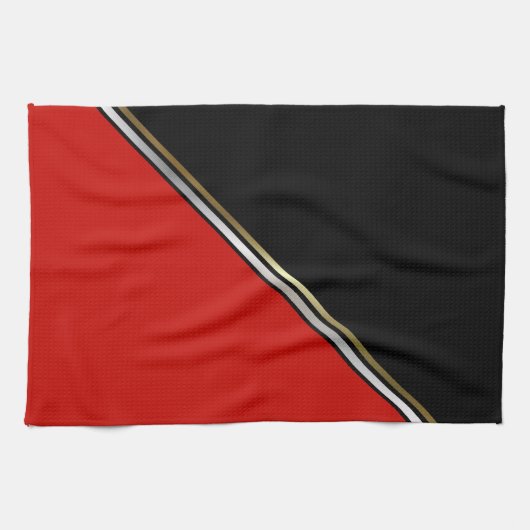 Red Black met Gold Silver Stripe Theedoek (Horizontaal)