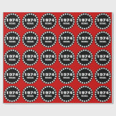 RED BLACK Modern 40th Birthday 1974 Custom V15A Cadeaupapier (Vlak)