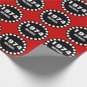 RED BLACK Modern 40th Birthday 1974 Custom V15A Cadeaupapier (Hoek)