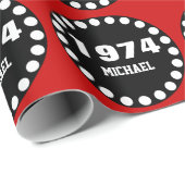 RED BLACK Modern 40th Birthday 1974 Custom V15A Cadeaupapier (Rol Hoek)