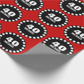 RED BLACK Modern 40th Birthday Custom Name V15A Cadeaupapier (Hoek)