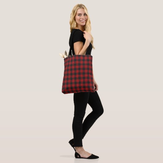 Red Black Modern Classic Checkered Buffalo Pset Tote Bag (Op model)