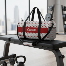 Red Black Modern Hearts Retro Monogram Name Plunjezak