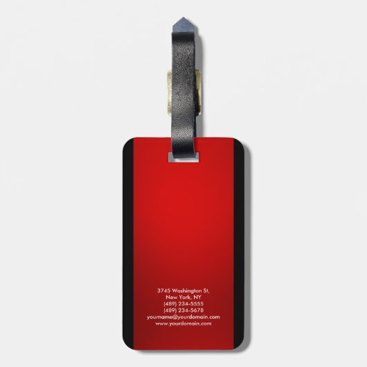 Red Black Modern Plain Professional Bagagelabel (Achterkant verticaal)