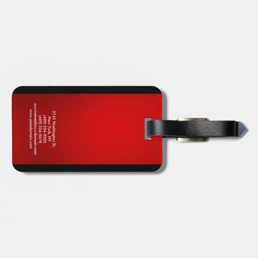Red Black Modern Plain Professional Bagagelabel (Achterkant horizontaal)
