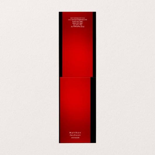 Red Black Modern Plain Professional Manager Visitekaartje (Buitenkant ongevouwen)
