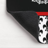 Red Black Monogram Fleur de Lis Muismat (Hoek)