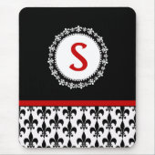 Red Black Monogram Fleur de Lis Muismat (Voorkant)