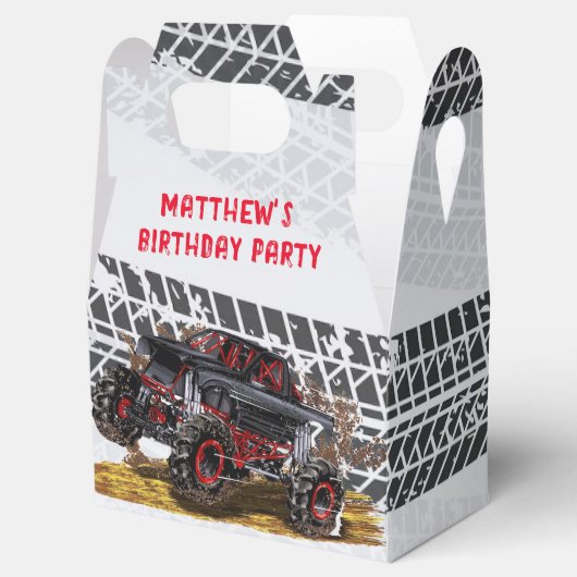 Red Black Monster Truck Birthday Party Bedankdoosjes (Geopend)