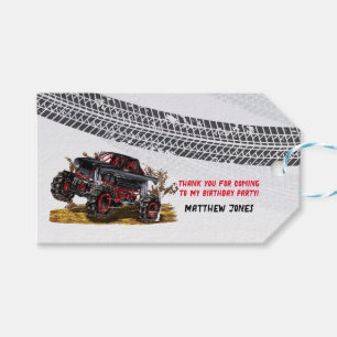 Red Black Monster Truck Birthday Party Cadeaulabel