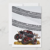 Red Black Monster Truck Birthday Party Invitation Kaart (Achterkant)