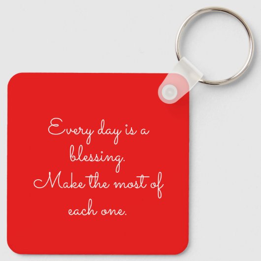 Red Black Multilingual "Bedankt" Typografie Sleutelhanger (Achterkant)