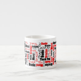 Red Black Multilingual Dank je Word Cloud Espresso Kop