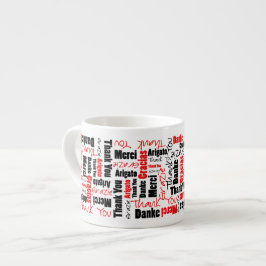Red Black Multilingual Dank je Word Cloud Espresso Kop