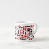 Red Black Multilingual Dank je Word Cloud Espresso Kop (Voorkant rechts)
