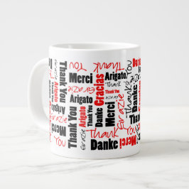 Red Black Multilingual Dank je Word Cloud Grote Koffiekop