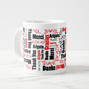 Red Black Multilingual Dank je Word Cloud Grote Koffiekop